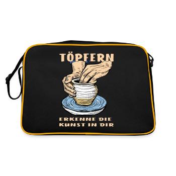 TÖPFERN ERKENNE DIE KUNST IN DIR - Retro Tasche - Schwarz/Gold - Hinten