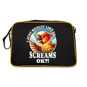 I Love Sun Parakeet Saying - Retro Bag - black/gold - Back