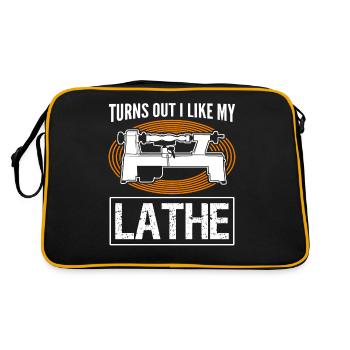 Carpenter Lathe Woodturning Wood Turner - Retro Bag - black/gold - Back