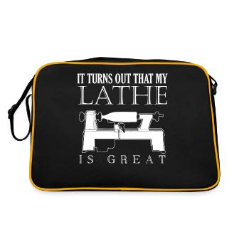 Lathe Woodturning Wood Turner Carpenter - Retro Bag - black/gold - Back