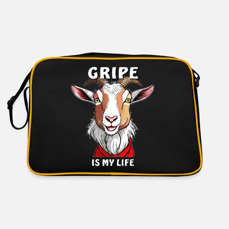 ZIEGE GRIPE IS MY LIFE - Retro Tasche - Schwarz/Gold