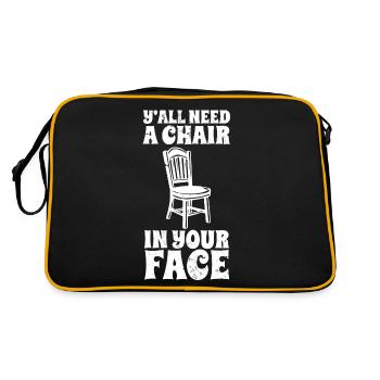 Y'all Need a Chair in Face Funny Dark Morbid Joke - Retro Bag - black/gold - Back
