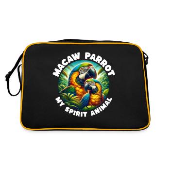 Lustige Papageie Sprüche - Retro Tasche - Schwarz/Gold - Hinten