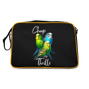 Lustige Wellensittich Sprüche - Retro Tasche - Schwarz/Gold - Hinten