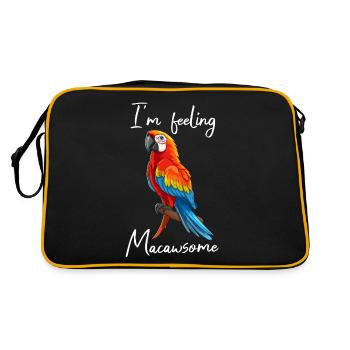 Lustige Papageie Sprüche - Retro Tasche - Schwarz/Gold - Hinten