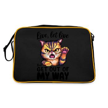 Live Let Live Get Out Of My Way Drôle Chat en colère - Sac Retro - noir/or - Dos