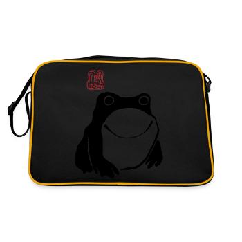 Beeindruckter Frosch Japanische Kunst Unbeeindruckt Lustig - Retro Tasche - Schwarz/Gold - Hinten