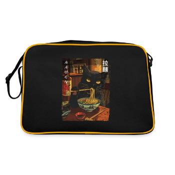 Aesthetic Anime Fan Japanese Black Cat - Retro Bag - black/gold - Back
