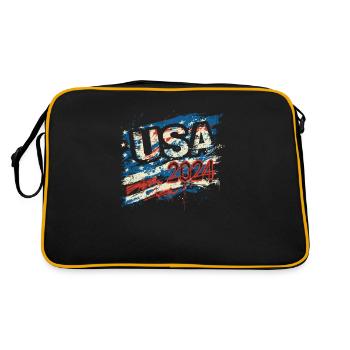 Élection des États-Unis 2024 Drapeau américain Graffiti - Sac Retro - noir/or - Dos