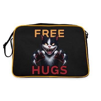Funny Hugs For Free Horror Fierce Cat Humor - Retro Bag - black/gold - Back