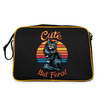 Cute But Feral Cat Design Retro Vintage - Retro Bag - black/gold - Back