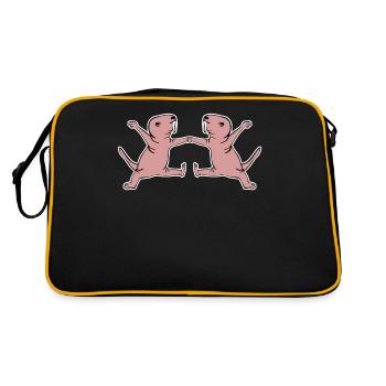 Naked Mole Rats dancing Boogie Woogie - Retro Tasche - Schwarz/Gold - Hinten