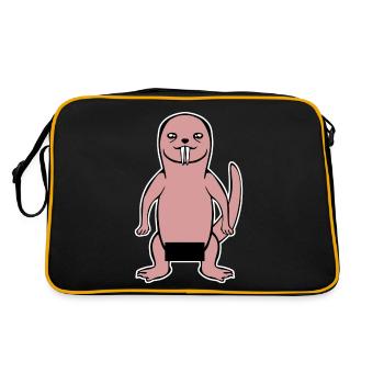 Naked Mole Rat - Retro Tasche - Schwarz/Gold - Hinten