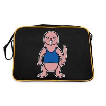 Naked Mole Rat with a shirt - Retro Tasche - Schwarz/Gold - Hinten