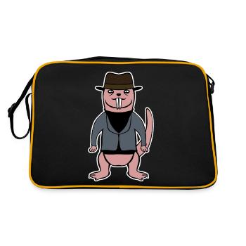 Not so Naked Mole Rat - Retro Tasche - Schwarz/Gold - Hinten