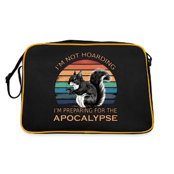 Funny Squirrel Quote Humor Hoarding Prepper - Retro Bag - black/gold - Back