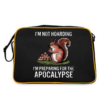 Funny Squirrel Quote Hoarding Humor Survival - Retro Bag - black/gold - Back