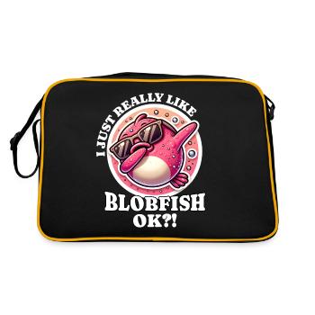 I Love Blobfish Saying - Retro Bag - black/gold - Back