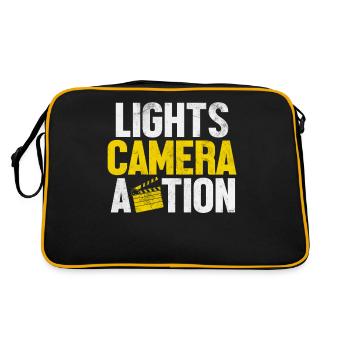 Lights Camera Action Funny Filmmaker Director - Retro Bag - black/gold - Back
