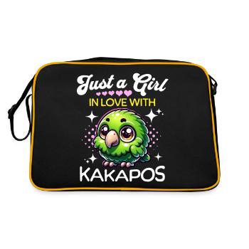 Night Parrot Girl Kakapo - Retro Bag - black/gold - Back
