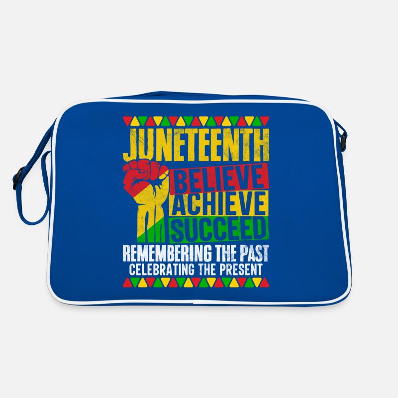 Juneteenth Believe Achieve Succeed BHM Schwarz Retro Tasche