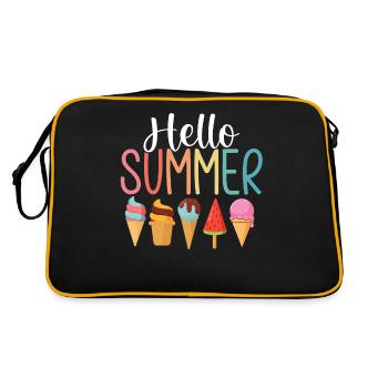 Hallo Sommer Eis Lustig Süß Gelato Frozen - Retro Tasche - Schwarz/Gold - Hinten