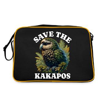 Save Nachtpapagei - Retro Tasche - Schwarz/Gold - Hinten