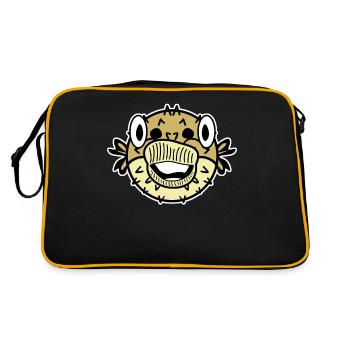 Happy Puffer Fish Pufferfish - Retro Bag - black/gold - Back