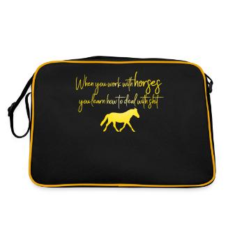 Horse Shit Horses Riding Haflinger - Retro Bag - black/gold - Back
