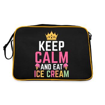 Bleib ruhig und iss Eis Lustiges Eis - Retro Tasche - Schwarz/Gold - Hinten