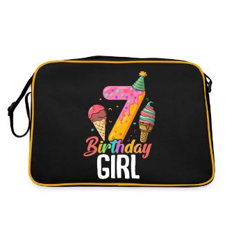 7 Geburtstagskind Lustiges Eis Geburtstag Die Eiskönigin - Retro Tasche - Schwarz/Gold - Hinten