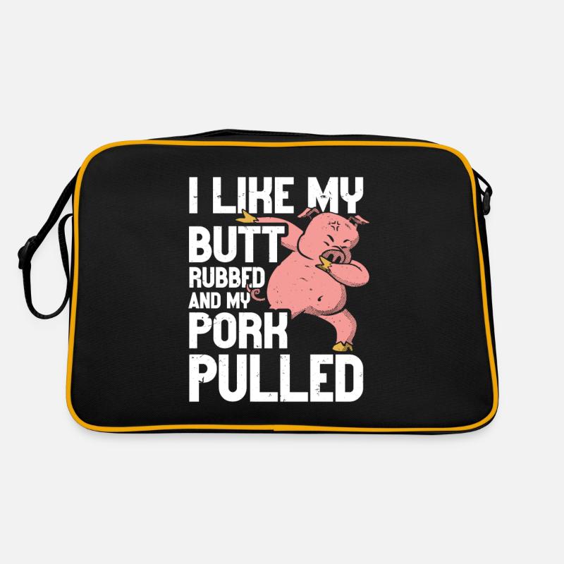 BBQ I Like My Butt Rubbed And My Pork Pulled Grill Retro Bag