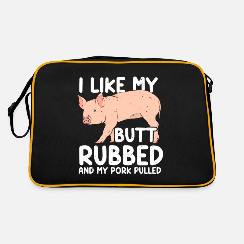 BBQ I Like My Butt Rubbed And My Pork Pulled Grill Retro Bag