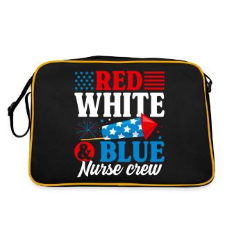 Red White Blue Nurse Crew Patriotic Nurse - Retro Bag - black/gold - Back