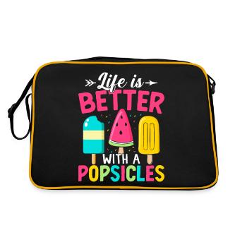 Lustige Eis am Stiel Liebhaber Sommer Snacks Eis am Stiel - Retro Tasche - Schwarz/Gold - Hinten