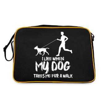 Dogs Dachshund Dog walking - Retro Bag - black/gold - Back