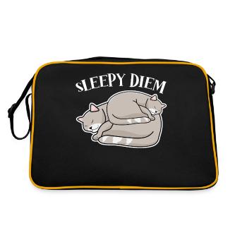 Cats Tired Sleeping Cat Nap Sleep - Retro Bag - black/gold - Back