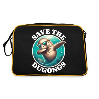 Save Dugong - Retro Tasche - Schwarz/Gold - Hinten