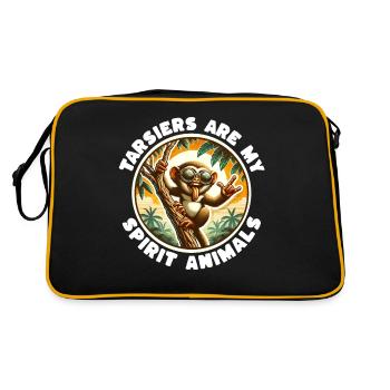 Lustige Koboldmaki Sprüche - Retro Tasche - Schwarz/Gold - Hinten