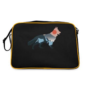 White Shepherd Dog Camping Outdoor - Retro Bag - black/gold - Back