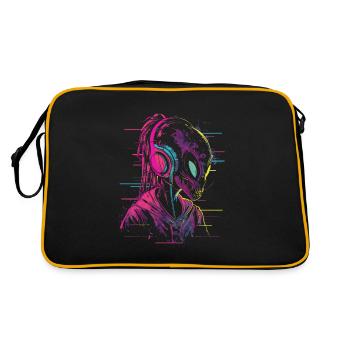 Festival DJ Alien OVNI extraterrestre avec casque - Sac Retro - noir/or - Dos