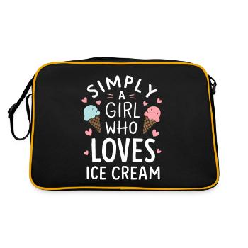 Einfach ein Mädchen, das Eis liebt Lustiges Eis - Retro Tasche - Schwarz/Gold - Hinten