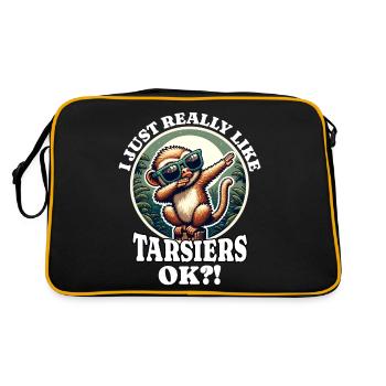 Ich Liebe Koboldmaki Spruch - Retro Tasche - Schwarz/Gold - Hinten