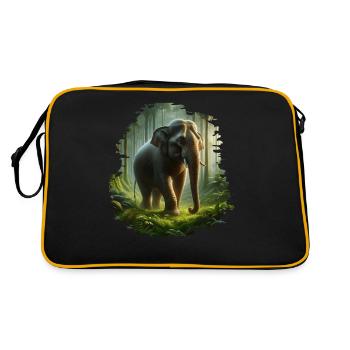 Sumatra Elefant - Retro Tasche - Schwarz/Gold - Hinten