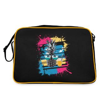 Sun Beach Ananas - Tropisch und Erfrischend - Retro Tasche - Schwarz/Gold - Hinten