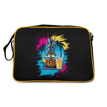 Sun Beach Ananas - Tropisch und Erfrischend - Retro Tasche - Schwarz/Gold - Hinten