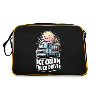 Eiscreme LKW Fahrer Lustiges Eis Gefroren - Retro Tasche - Schwarz/Gold - Hinten