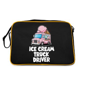Eiscreme LKW Fahrer Lustig Fahren Eis - Retro Tasche - Schwarz/Gold - Hinten