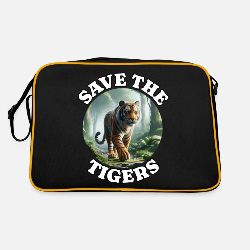 Sumatra Tiger - Retro Tasche - Schwarz/Gold