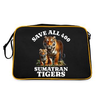 Save Sumatra Tiger - Retro Tasche - Schwarz/Gold - Hinten